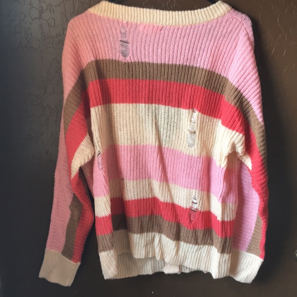 DISTRESSED STRIPED CARDIGAN - Picture 3 of 4